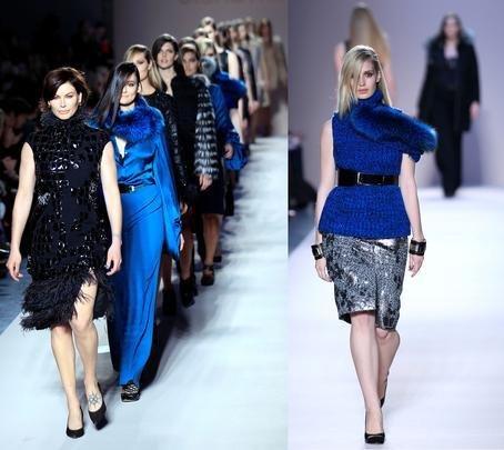 Supermodelo Carre Otis (primeira da fila) foi destaque de desfile da estilista Elena Miro durante a Mil�o Fashion Week  - REUTERS/Stefano Rellandini