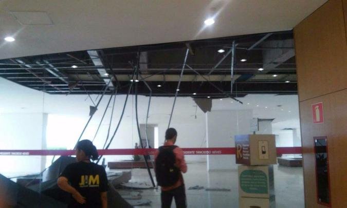 Chuva provocou o desabamento de parte do teto da Cidade Administrativa de Minas Gerais