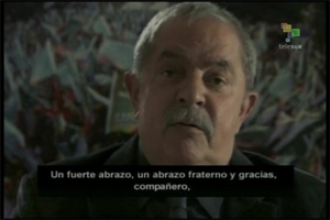 Vídeo de Lula exibido durante o encontro em Caracas (Reprodução internet / Telesur)