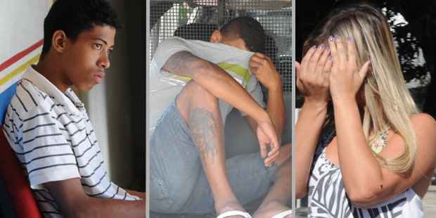 Juliano Cardoso de Barros, de 18 anos, Warlei Fernando Alves Almeida, de 23 anos e Keli Adriana do Carmo, de 29 anos presos por clonagem de carro (Paulo Filgueira/ EM/ DA Press)
