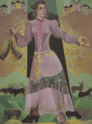 Em pintura de Yara Tupynambá, Joaquina aparece com um pé calçado e outro descalço, indicando seu amor pelo sertão (BETO NOVAES/reprodução/EM/D.A PRESS -18/8/11
)
