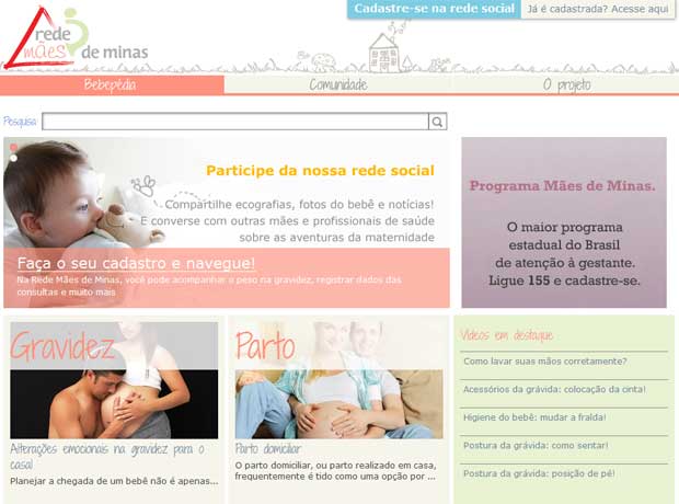 Após o cadastro, é possível interagir com outras mães e profissionais de saúde (Reprodução / redemaesdeminas.com.br)