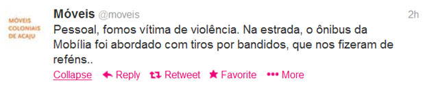 Banda usou seu Twitter para comunicar assalto (Reprodução / Twitter) Banda usou seu Twitter para comunicar assalto (Reprodução / Twitter)
