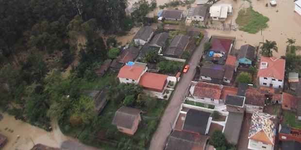 O município de Rio do Sul, completamente alagado (Divulgação/Corpo de Bombeiros ) O município de Rio do Sul, completamente alagado (Divulgação/Corpo de Bombeiros )