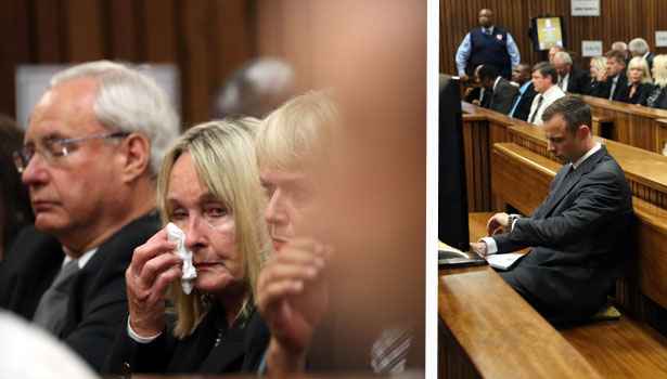 June Steenkamp, mãe de Reeva Steenkamp, enxuga os olhos durante a abertura do julgamento na África do Sul (THEMBA HADEBE / POOL / AFP) June Steenkamp, mãe de Reeva Steenkamp, enxuga os olhos durante a abertura do julgamento na África do Sul (THEMBA HADEBE / POOL / AFP)