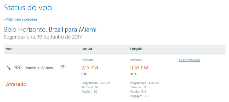 Reprodução internet/American Airlines Reprodução internet/American Airlines