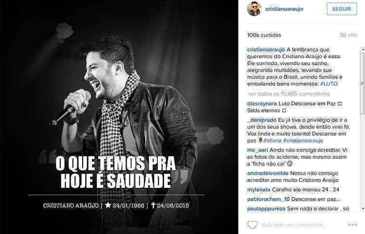 Cristiano Araújo será enterrado no fim da manhã, em Goiânia