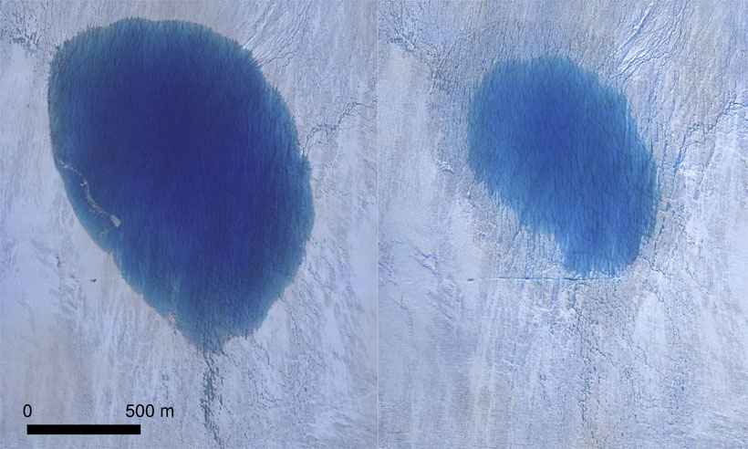 Cientistas flagram lago esvaziar em questão de horas na Groenlândia