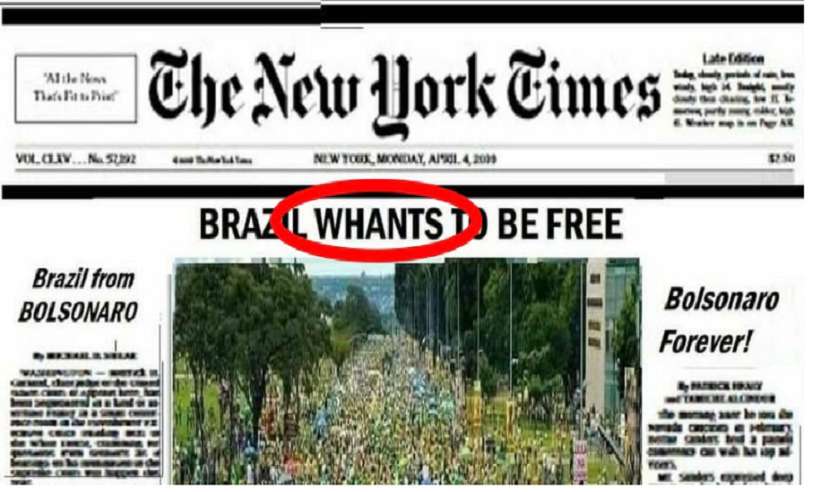 Não, The New York Times não publicou capa com elogios a atos pró-Bolsonaro