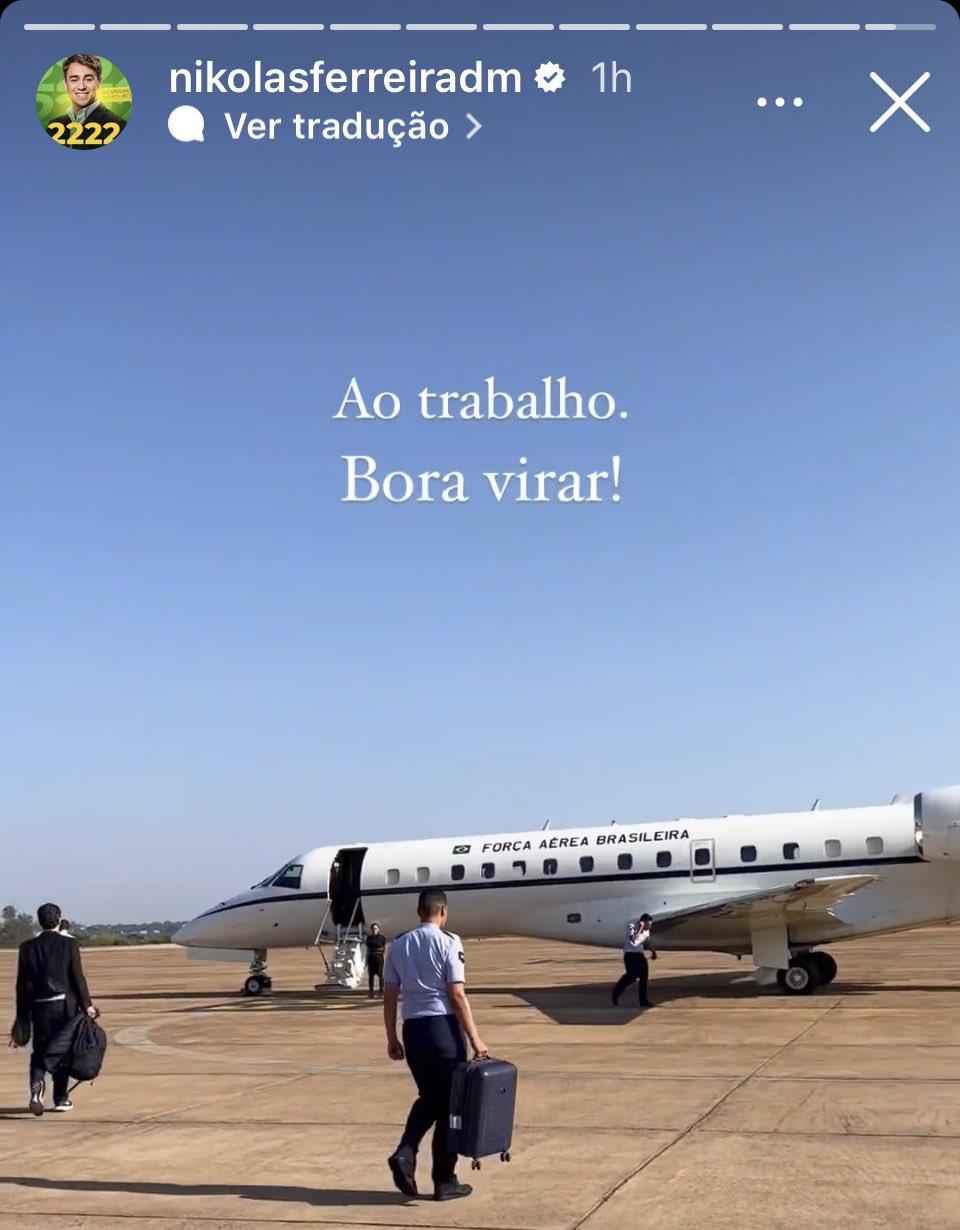 Nikolas faz vídeo em frente a avião da FAB antes de ir ao Nordeste -  Politica - Estado de Minas